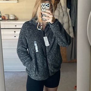 Fuzzy Zip Up with Collar